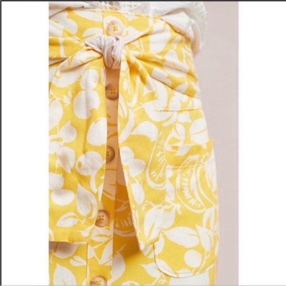 Anthropologie 52 Conversations Colloquial Yellow Button Front Pencil Skirt Sz 12 - Picture 3 of 9